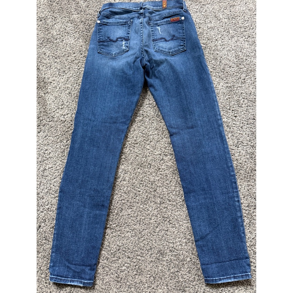 7 For All Mankind Skinny Jeans Medium Wash Distressed Denim W29